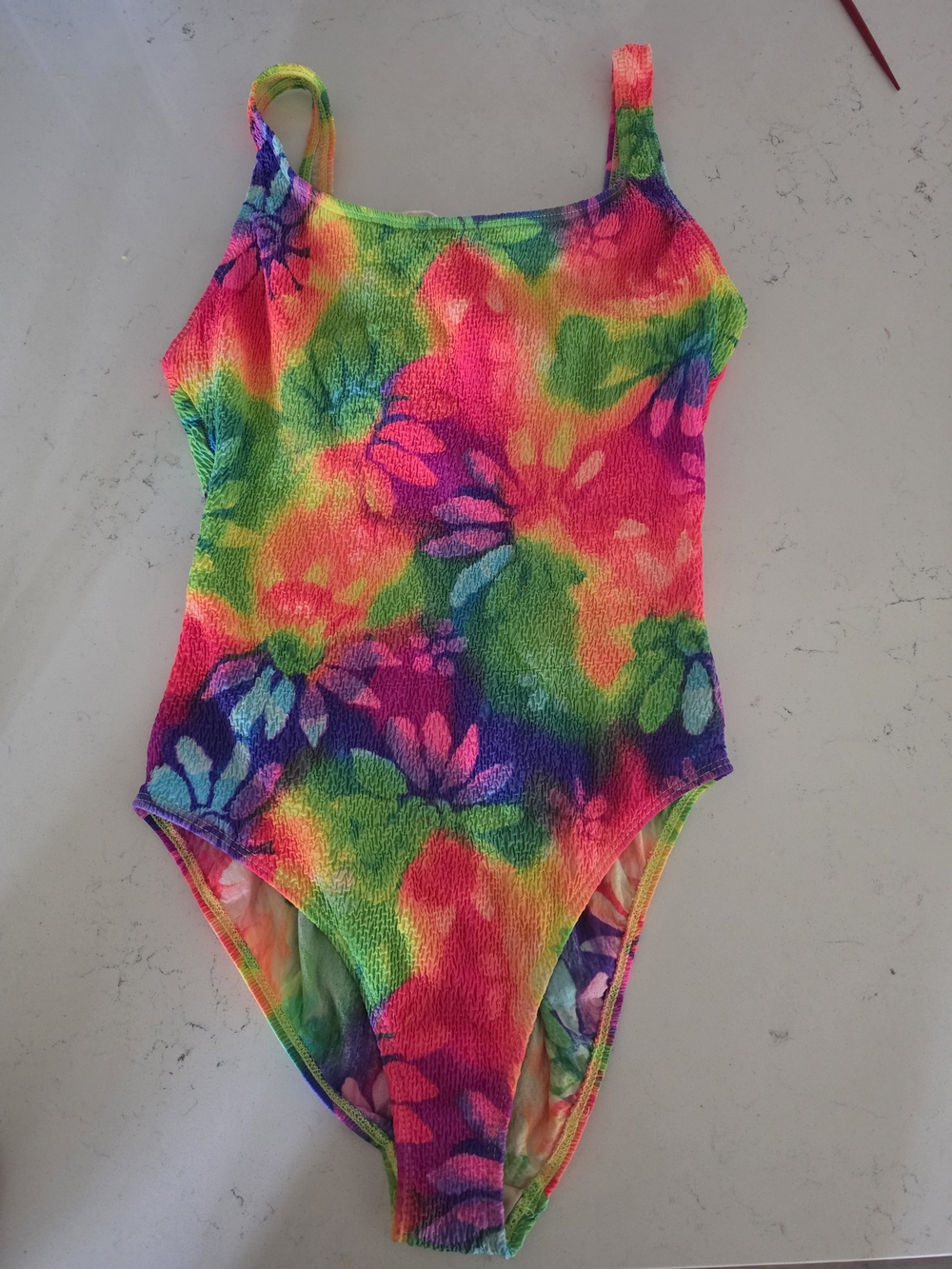 Neon Floral One-Piece Swimsuit - Multicolor